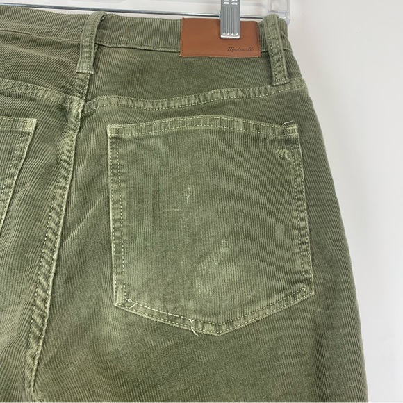 Madewell Cali Demi-Boot Corduroy Cropped Pants Green 24 Raw Hem Button Fly - Picture 6 of 14